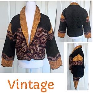 Vintage Flashback cropped brocadembroidered western boho bolero blazer Sz medium